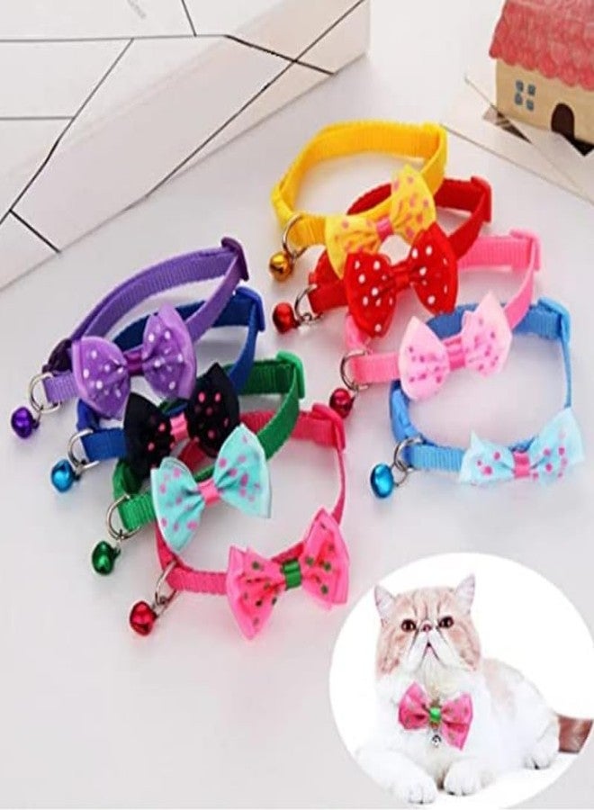 KittuPet Pack of 8 pcs Collar Bow tie Deisgn Reverisble Interactive Collar for Your Kitten Pupies Dog Size 10 MM Random Color - Image 5